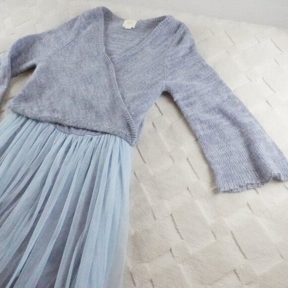 Anthropologie Maeve Sweater Tulle Pale Blue Midi Dress Womens Extra Large - Picture 4 of 13